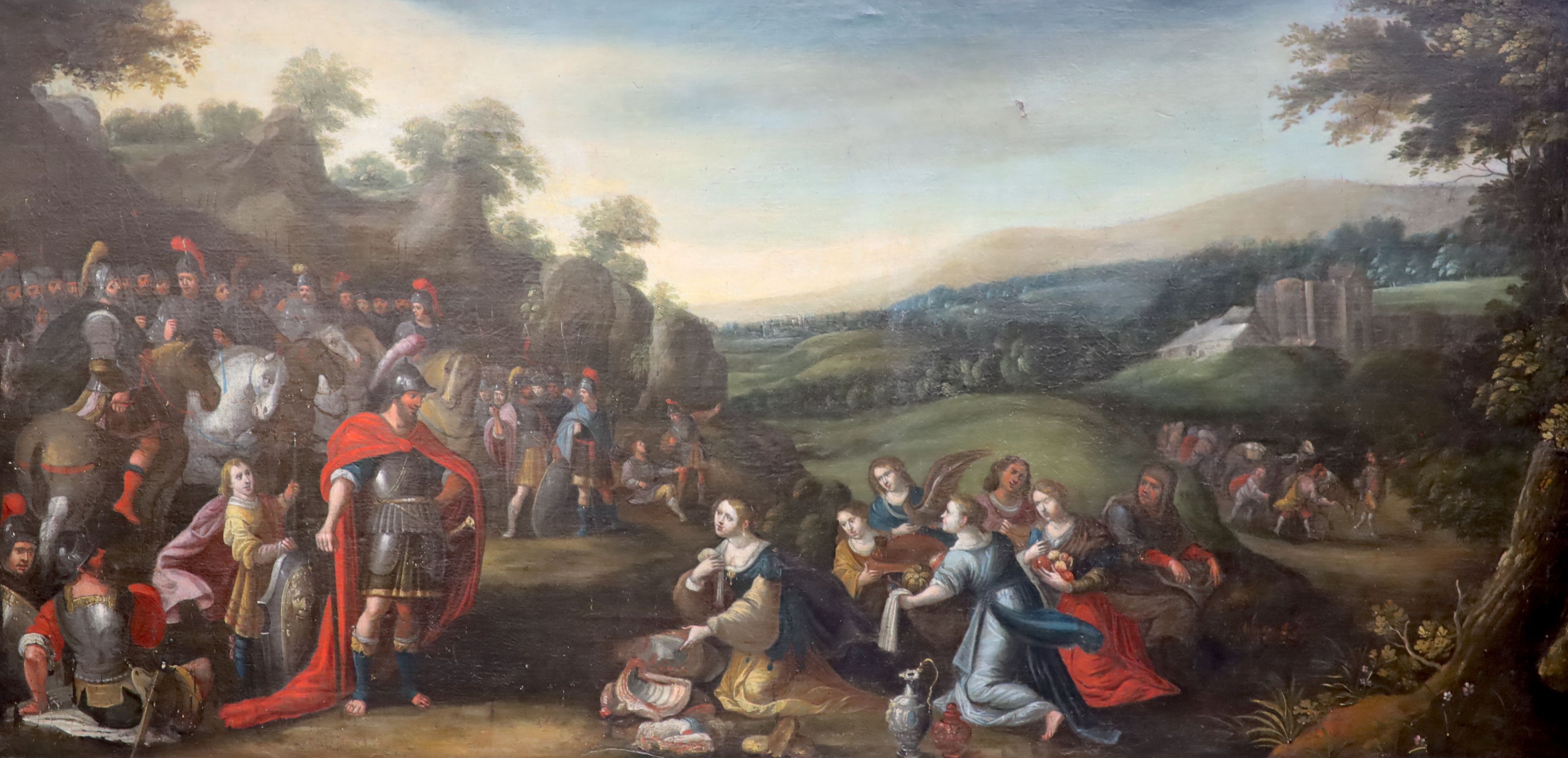 18th century Flemish School Biblical scene 33.5 x 68in.